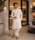 Ivory Lucknowi Chikankari Menswear Kurta Pajama set