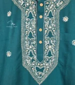 Teal Green Lucknowi Chikankari Menswear Kurta - Image 3