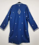 Navy Blue Lucknowi Chikankari Menswear Kurta - Image 2
