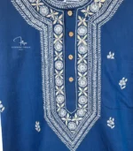 Navy Blue Lucknowi Chikankari Menswear Kurta - Image 3