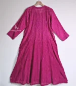 Brocade Mul Chanderi Ombré Pink Anarkali with Lucknowi Chikankari - Image 4