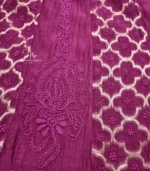 Brocade Mul Chanderi Ombré Pink Anarkali with Lucknowi Chikankari - Image 3