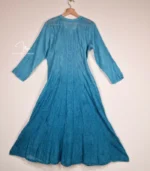 Brocade Mul Chanderi Ombré Blue Anarkali with Lucknowi Chikankari - Image 4