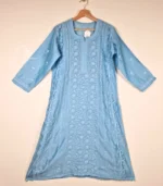 Sky Blue A-Line Lucknowi Kurta - Image 4