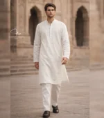 White Lucknowi Chikankari Menswear Kurta Pajama set