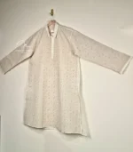 Off-White Lucknowi Chikankari Menswear Kurta Pajama set - Image 4