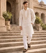Ivory Lucknowi Chikankari Menswear Kurta Pajama set