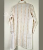 Ivory Lucknowi Chikankari Menswear Kurta with white Pajama - Image 4