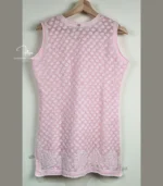 Pink Sleeveless Cotton Top with Lucknowi Chikankari - Image 4