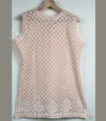 Peach Sleeveless Cotton Top with Lucknowi Chikankari - Image 4
