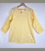 Yellow Cotton Top with Lucknowi Chikankari - Image 2
