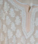 Peach Cotton Top with Lucknowi Chikankari - Image 3
