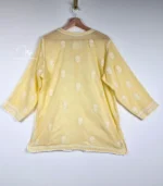 Soft Yellow Cotton Top with Lucknowi Chikankari - Image 4