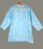 Sky Blue Cotton Top with Lucknowi Chikankari - Image 4