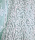 Ferozi Green Cotton Top with Lucknowi Chikankari - Image 3