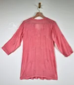 Blush Pink Muslin Short Kurti with Lucknowi Chikankari - Image 2