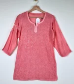 Blush Pink Muslin Short Kurti with Lucknowi Chikankari - Image 3