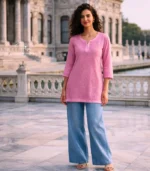 Lilac Muslin Top with Lucknowi Chikankari