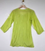 Shokh Green Short Top with Lucknowi Chikankari - Image 2