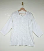 Mahnoor White Short Kurti with Lucknowi Chikankari - Image 2