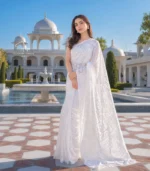 White Georgette Saree Daisy