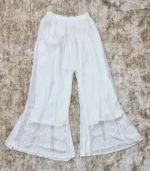 Hand embroidered Lucknowi Chikankari georgette sharara for women featuring intricate embroidery and a flowing flared silhouette