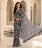Black & White Georgette Saree
