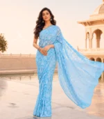 Sky Blue Saree Georgette