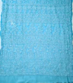 Sky Blue Saree Georgette - Image 6