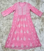 Pink Mul Chanderi Kurta Dupatta with lining - Image 2