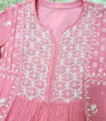 Pink Mul Chanderi Kurta Dupatta with lining - Image 5