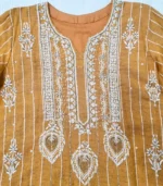 Orange Linen Chanderi Kurta dupatta - Image 3