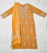 Orange Linen Chanderi Kurta dupatta - Image 4