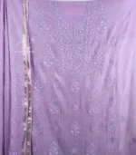 Purple Mul Chanderi Chikankari Set - Testing Only - Image 2
