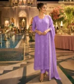 Purple Mul Chanderi Chikankari Set - Testing Only