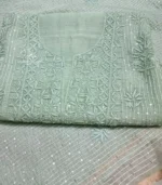 Sage Green Mul Chanderi Chikankari Suit - Image 3