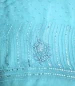 Powder Blue Sequins Saree with Lucknowi Chikankari - Image 2