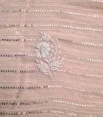 Peach Sequins Saree with Lucknowi Chikankari - Image 3