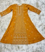 Orange Lucknowi Chikankari Anarkali - Image 3