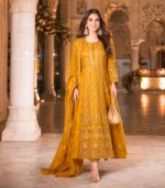 Orange Lucknowi Chikankari Anarkali