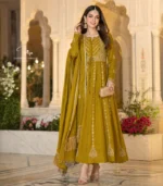Mehendi Green Silk Anarkali
