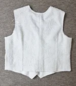 White Lucknowi Chikankari waistcoat for women with hand embroidery and tailored fit, available from Fiza Chikan Dubai, UAE.