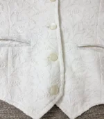 White Lucknowi Chikankari waistcoat for women with hand embroidery and tailored fit, available from Fiza Chikan Dubai, UAE.