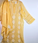 Zard Mul Chanderi Chikankari Set - Image 2