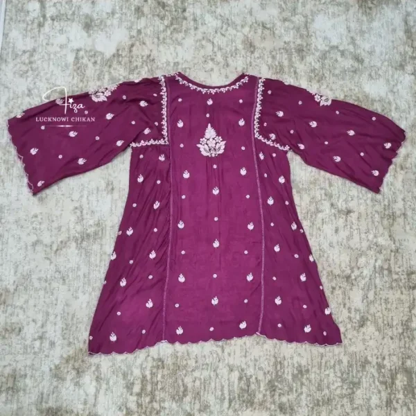 Burgundy Lucknowi Chikankari Top for Women – Hand Embroidered Casual and Festive Ethnic Wear Dubai UAE