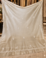 Unstitched Misty Gold Tissue Silk Chikankari Suit - Image 6