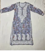 Mist Grey Chikankari Kurta - Image 4