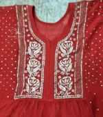 Unstitched Surkh Mukaish Mul Gown - Image 3