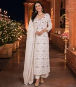 Unstitched Pure Georgette Chikankari Kurta with Dupatta