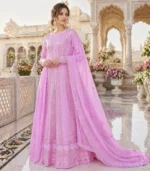 Candy Pink Chikankari Anarkali Set